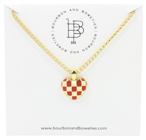 The Red Checkered Heart Necklace