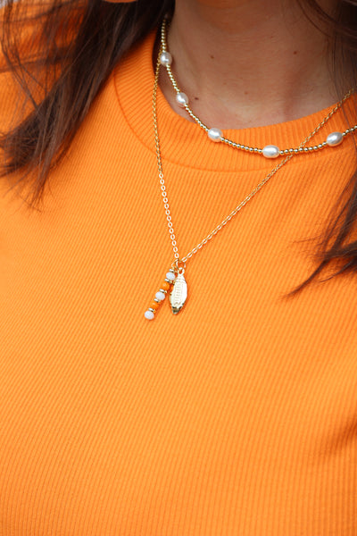 The Touchdown Necklace - Orange + White