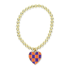 Gold Midi Stretch Bracelet - Orange & Purple Heart