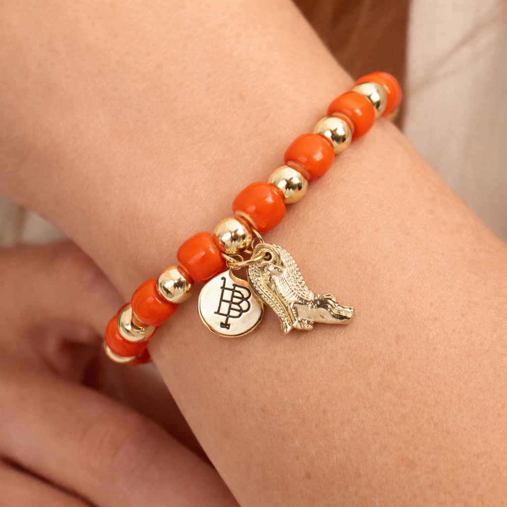 Annie Stacker Bracelet - Orange with Gator Charm