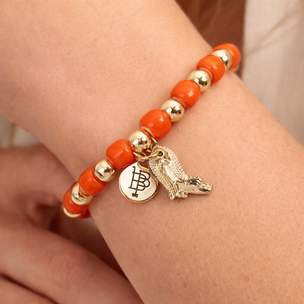 Annie Stacker Bracelet - Orange with Gator Charm