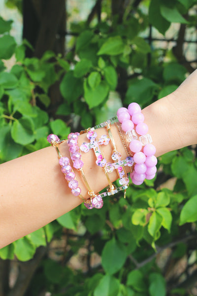 Floral Cross Bangle Bracelet