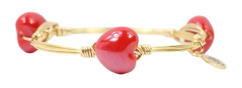 The Bubble Heart Bangle Bracelet - Red