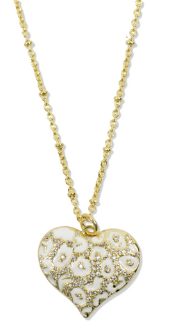 The Cheetah Heart Necklace - White
