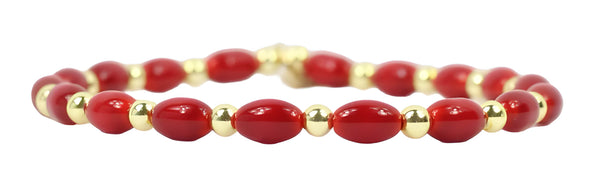 Mini Annie Stretch Bracelet - Red Rice Bead