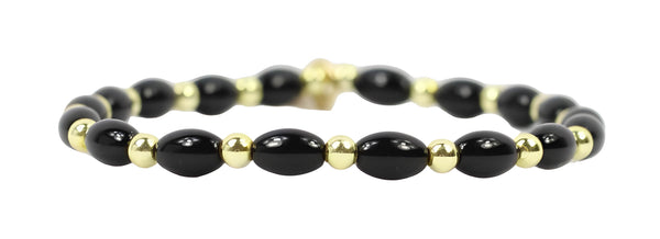 Mini Annie Stretch Bracelet - Black Rice Bead