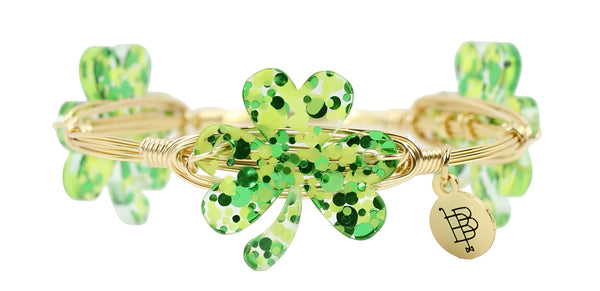 The Shamrock Bangle Bracelet - Green Glitter