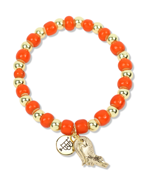 Annie Stacker Bracelet - Orange with Gator Charm