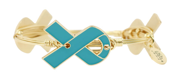 Awareness Ribbon Bangle Bracelet - Teal