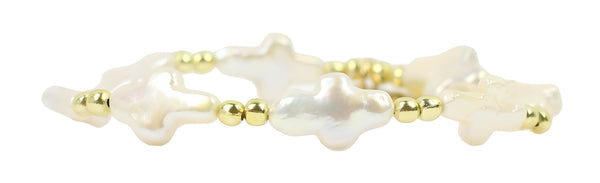 Annie Stretch Bracelet - Pearl Cross