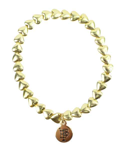 Stacker Stretch Bracelet - Gold Hearts