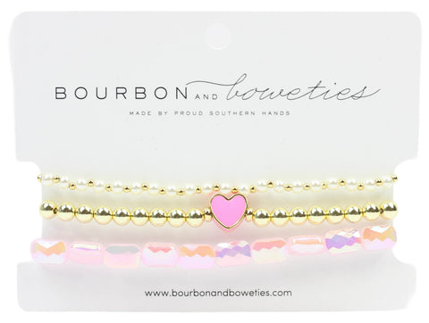 I <3 You Stretchy Stack - Pink