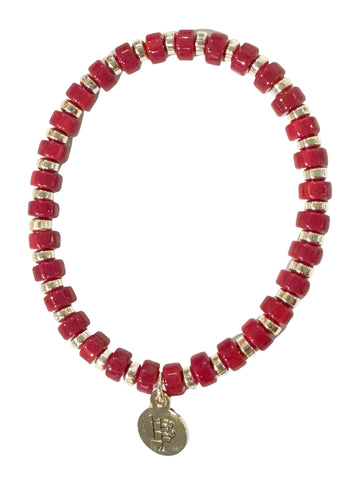Gigi Stretch Bracelet - Crimson Disc