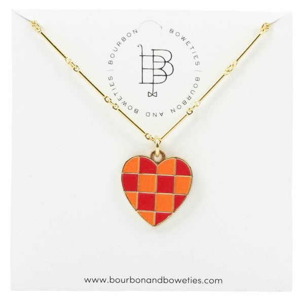 The Gameday Heart Necklace - Creamsicle + Red