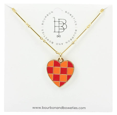 The Gameday Heart Necklace - Creamsicle + Red