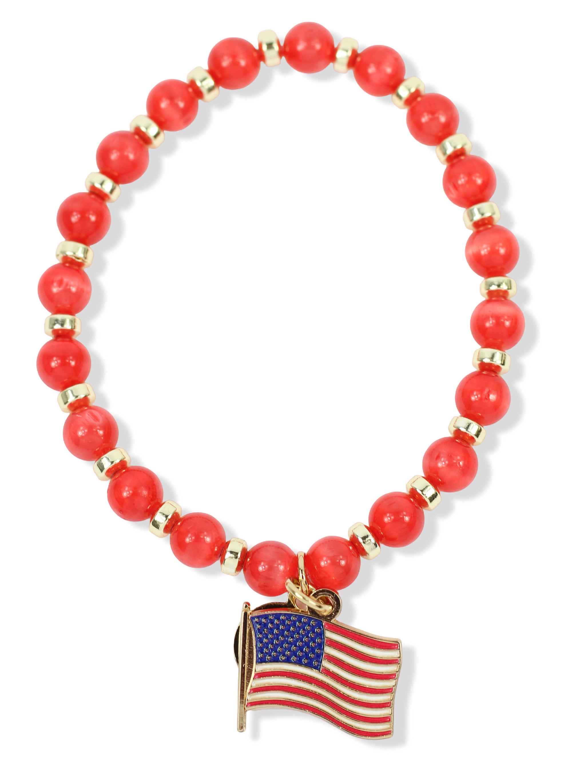 Gigi Stretch Bracelet - Firecracker with American Flag