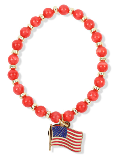 Mini Annie Stretch Bracelet - Firecracker with American Flag