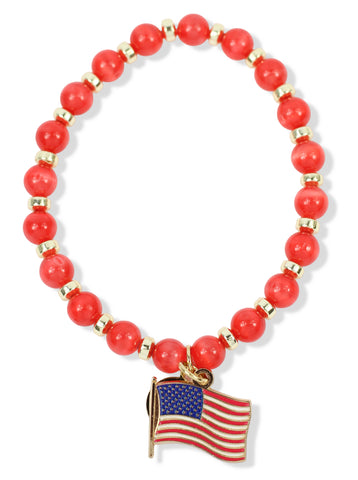 Mini Annie Stretch Bracelet - Firecracker with American Flag