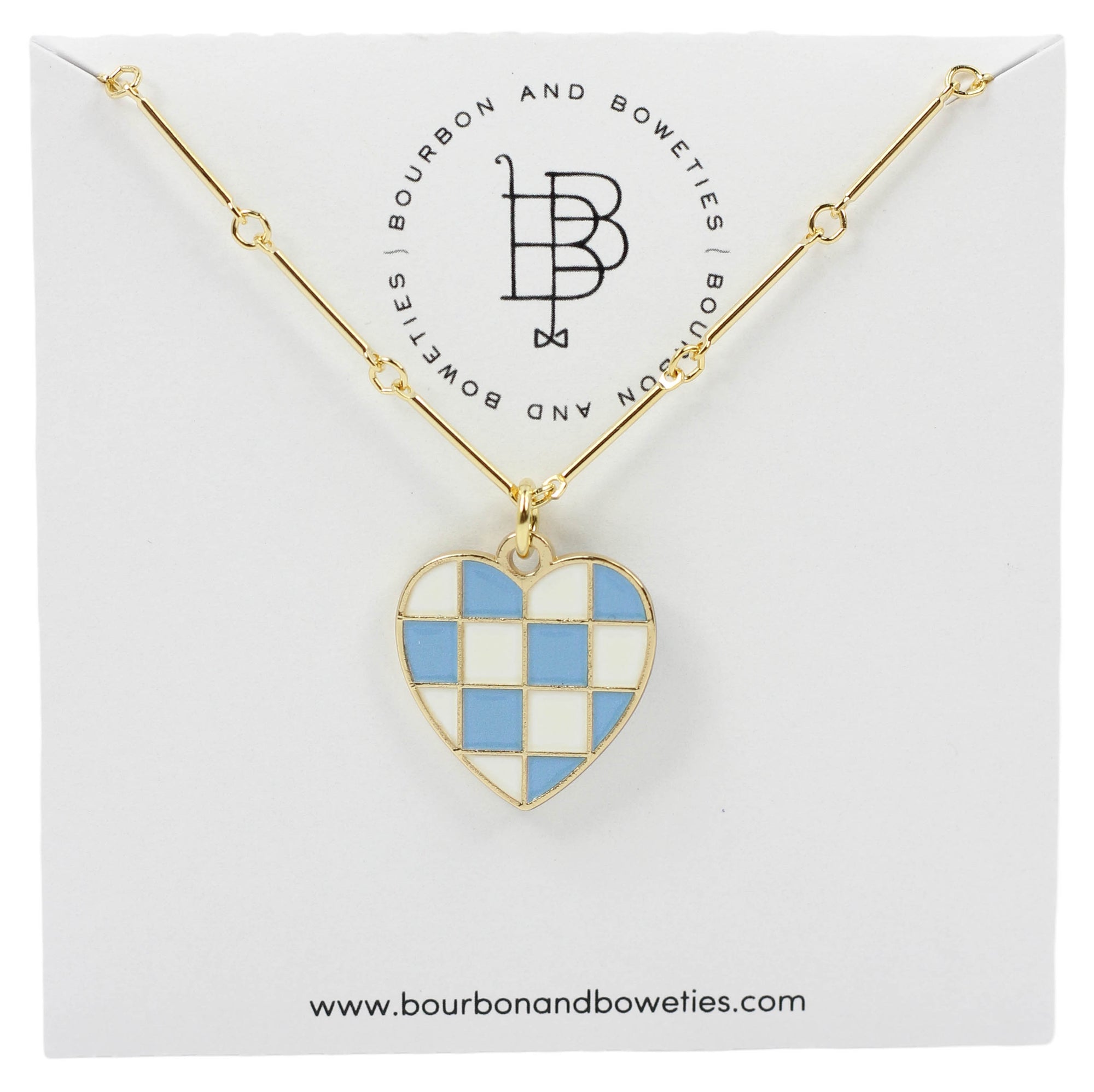 The Gameday Heart Necklace - Light Blue + White