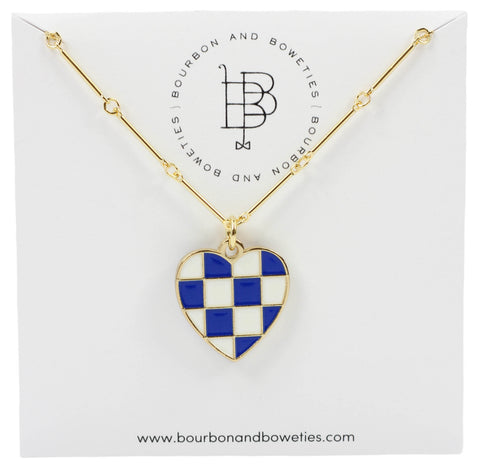 The Gameday Heart Necklace - Royal Blue + White