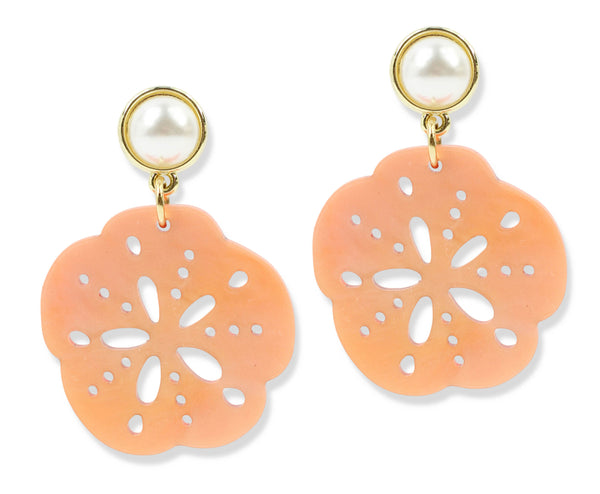 Coral Sand Dollar Earring