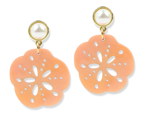 Coral Sand Dollar Earring