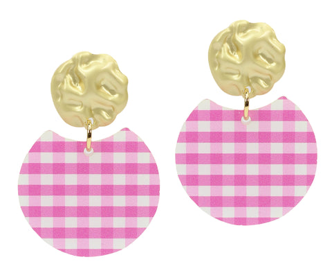 The Oakley Earring - Pink Gingham
