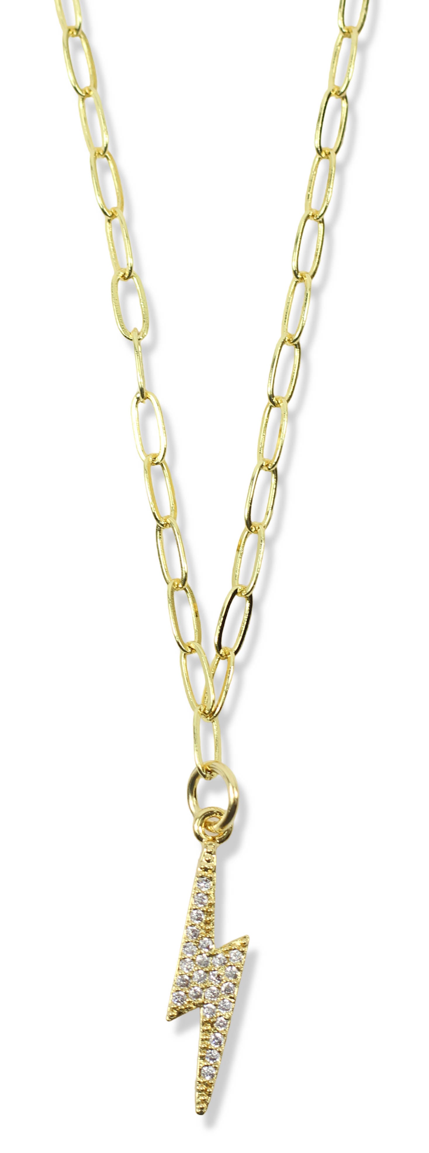 Lightning Bolt Necklace - Rhinestone
