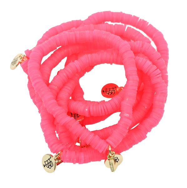 Stacker Stretch Bracelet - Neon Pink Vinyl