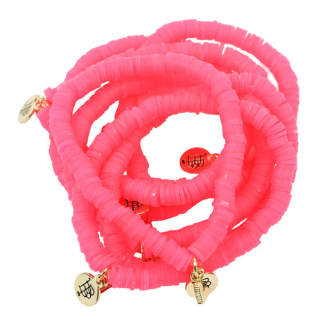 Stacker Stretch Bracelet - Neon Pink Vinyl