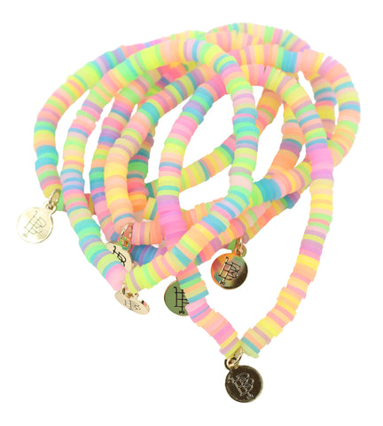 Stacker Stretch Bracelet - Neon Rainbow Vinyl