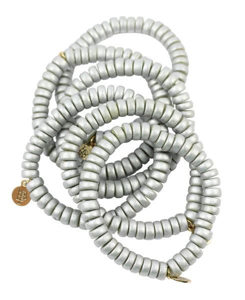 Stacker Stretch Bracelet - Silver Wood