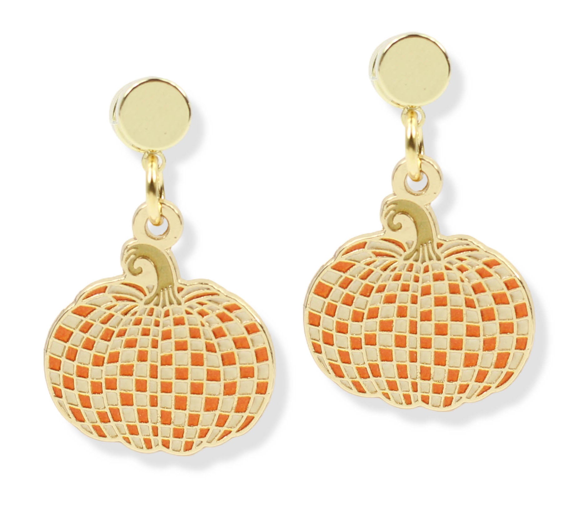 The Checkered Pumpkin Earring - Orange