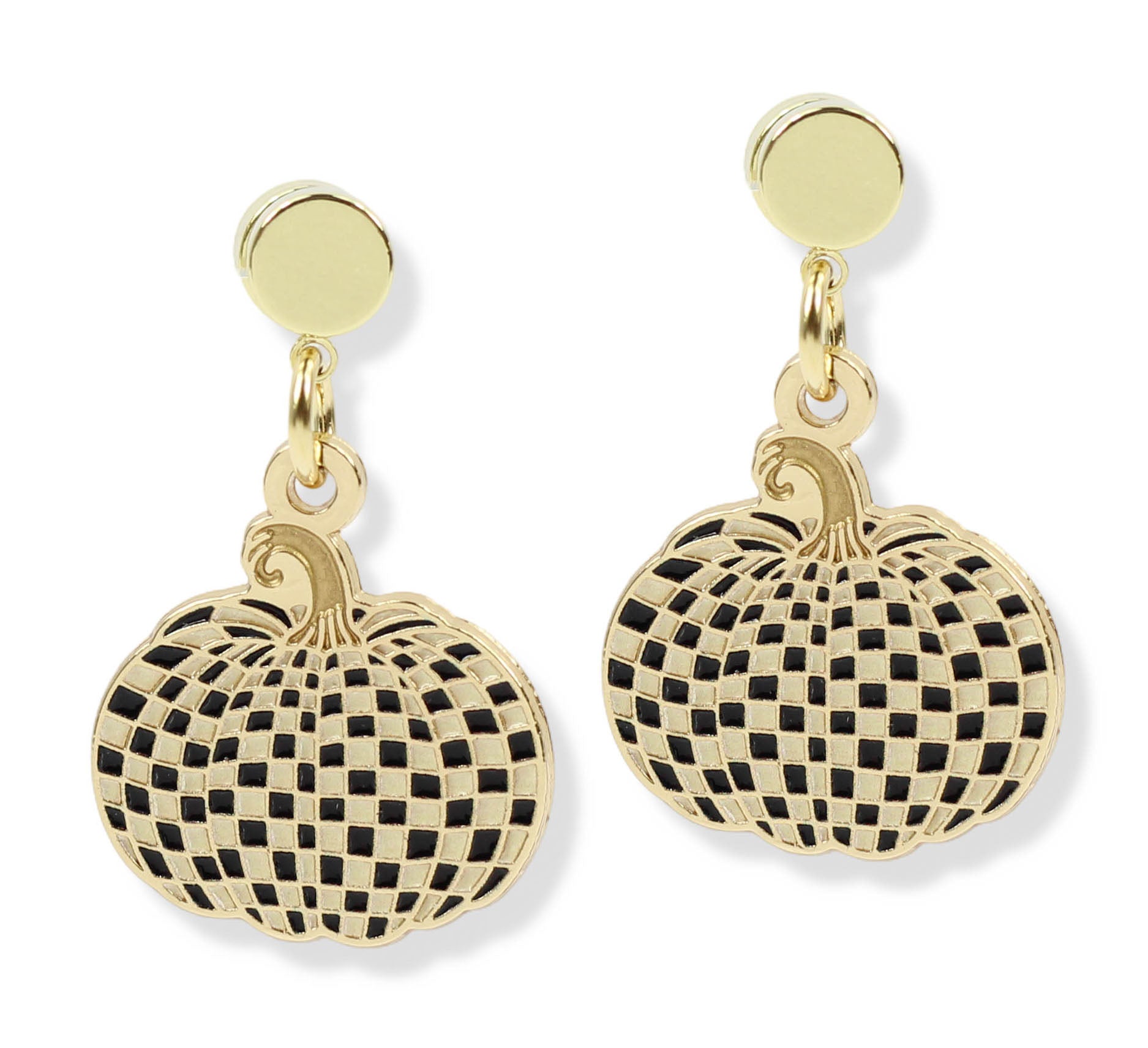 The Checkered Pumpkin Earring - Black