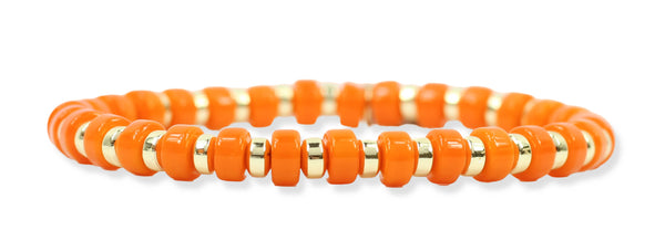 Gigi Stretch Bracelet - Orange Disc