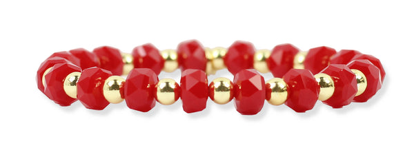 Annie Stretch Bracelet - Red Rondelle Slice