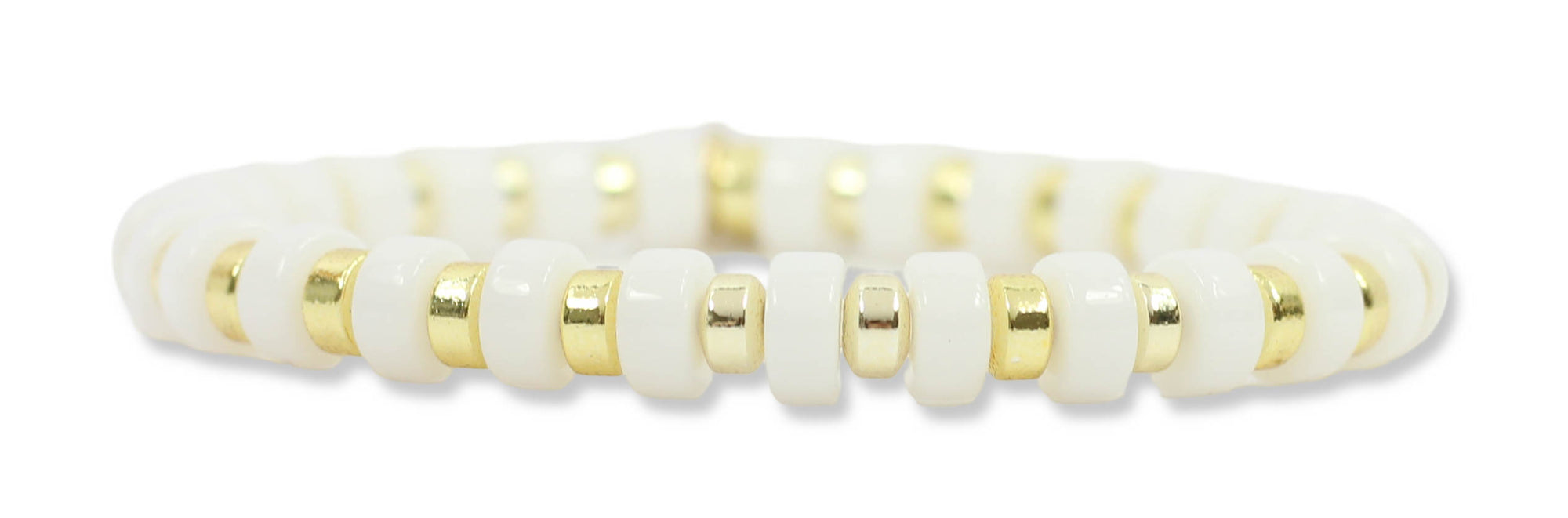 Gigi Stretch Bracelet - White Disc