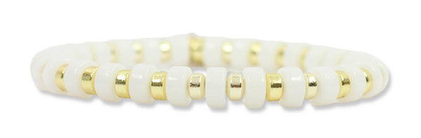 Gigi Stretch Bracelet - White Disc