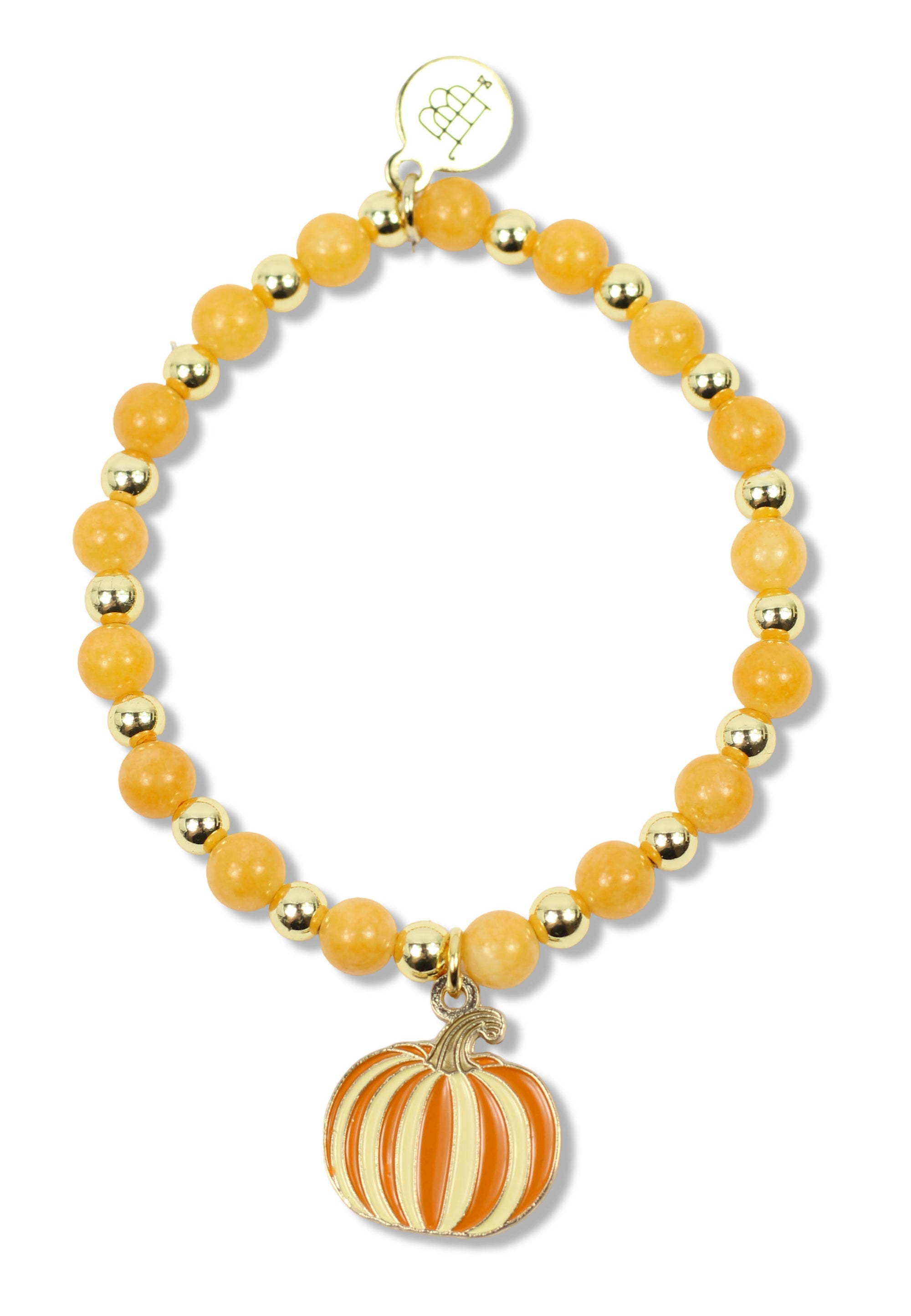 Gigi Stretch Bracelet - Harvest Gold with Pumpkin Charm