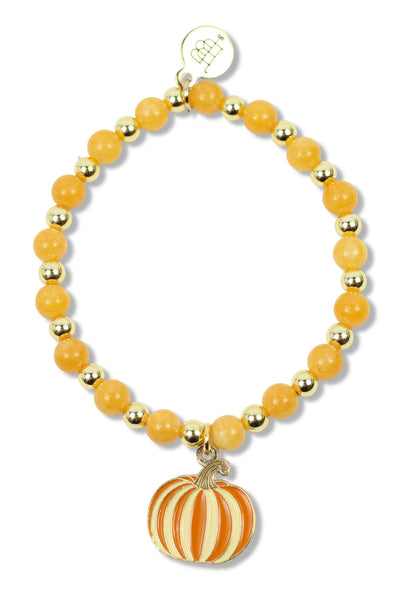 Gigi Stretch Bracelet - Harvest Gold with Pumpkin Charm
