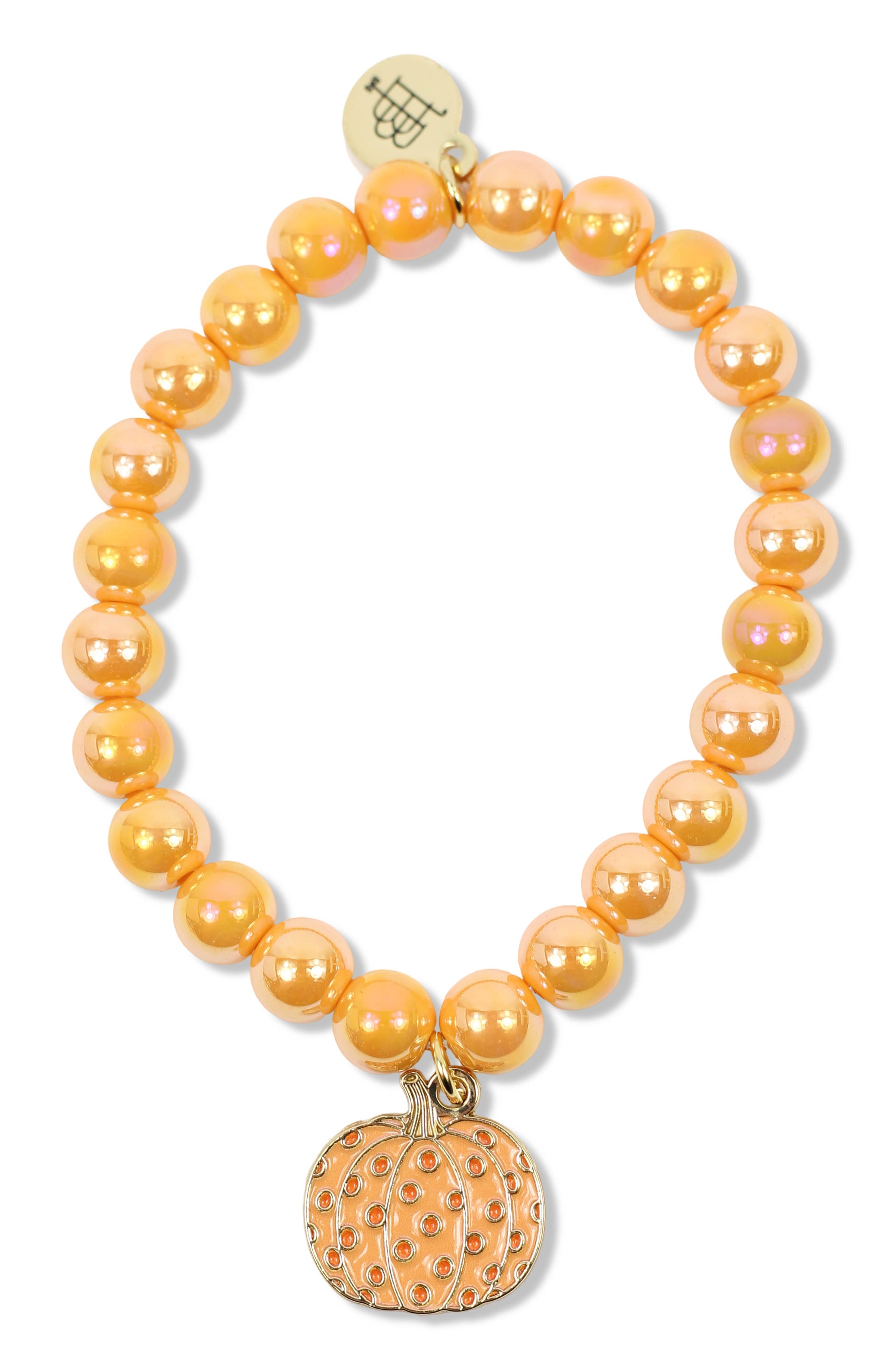 Stacker Stretch Bracelet - Orange Glow with Polka Dot Charm