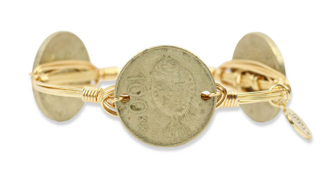 The Antique Coin Bangle Bracelet - Icelandic Fish