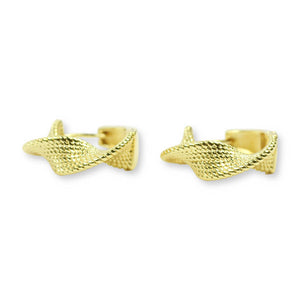 Margot Gold Huggie Earrings featuring textured, sculpted gold-tone hoops with a curved silhouette by Bourbon and Boweties.