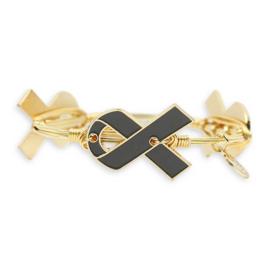 Awareness Ribbon Bangle Bracelet - Grey