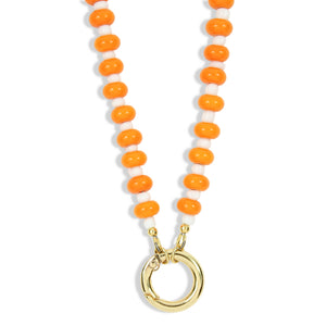 Tennessee orange beaded Parker Charm Necklace with gold front clasp