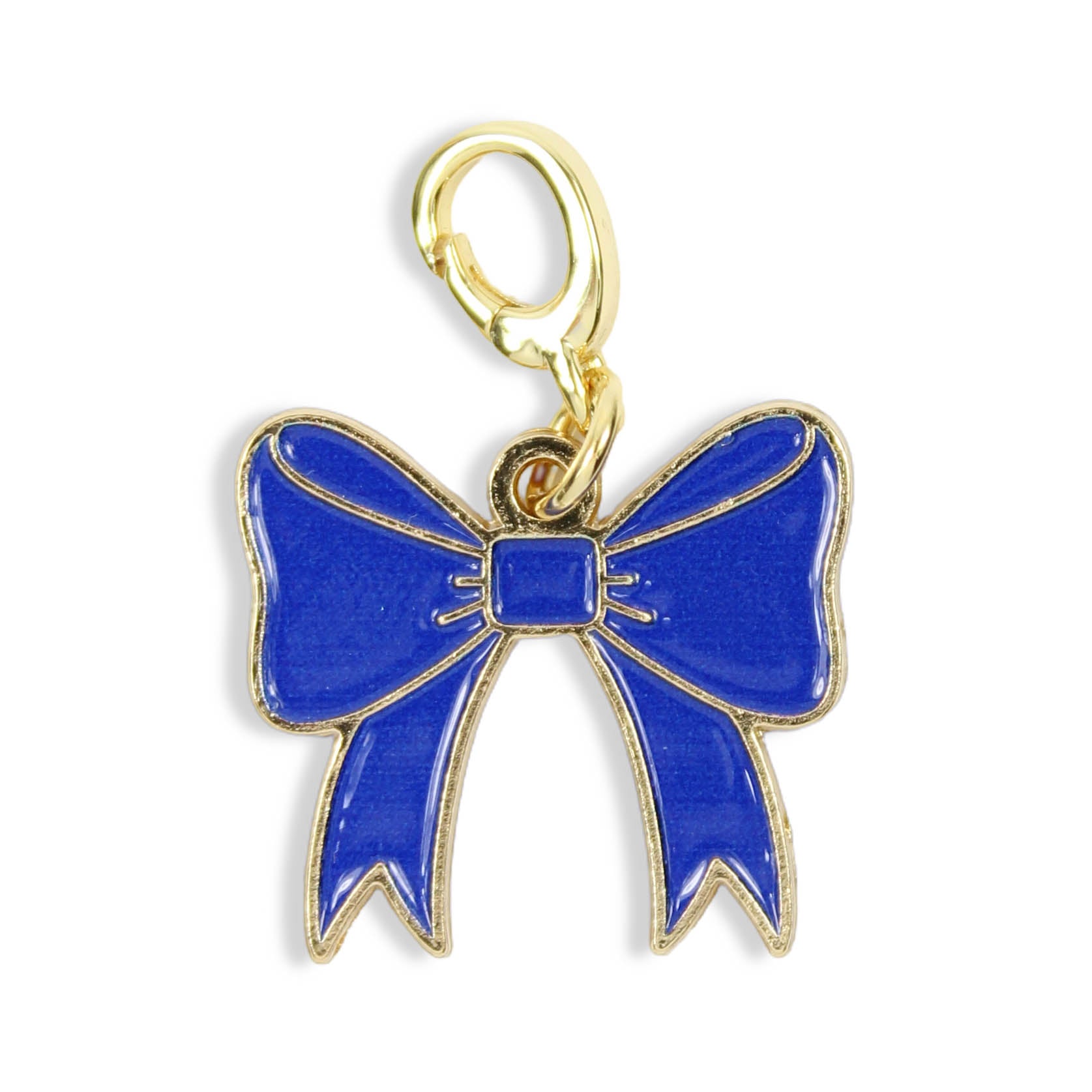 Blue bow clasp charm with gold trim