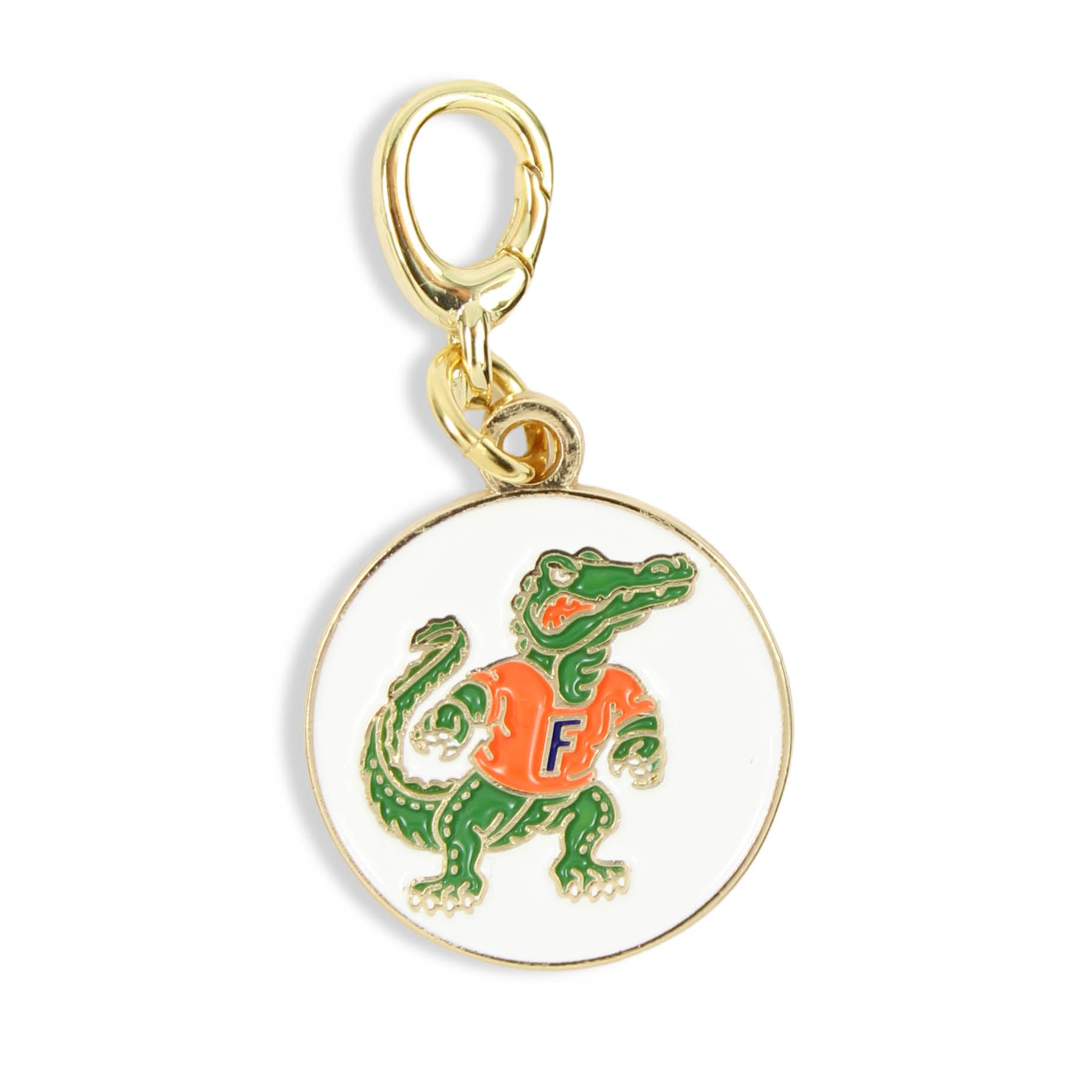 Florida Gators Albert mascot clasp charm with orange green and gold details