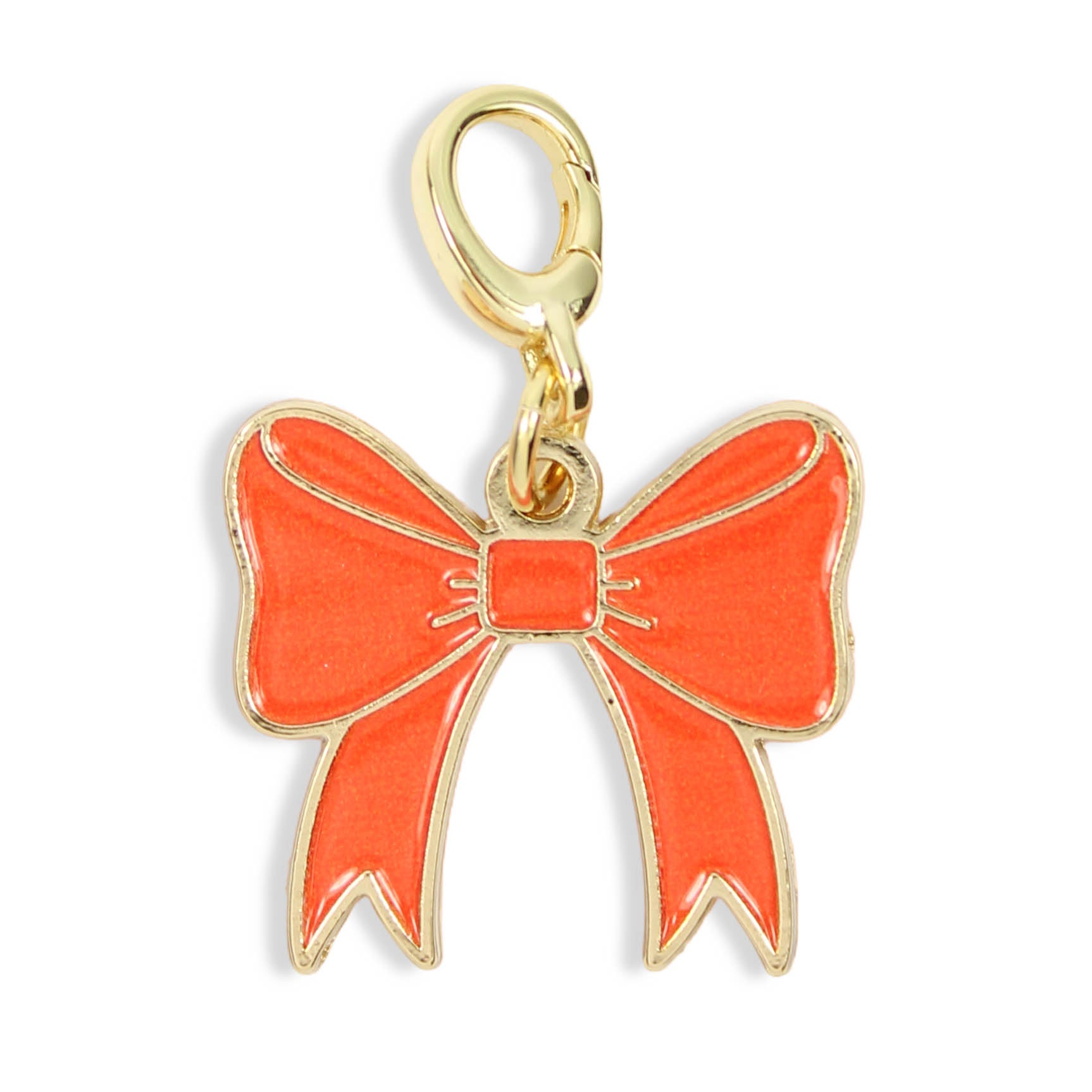 Orange bow clasp charm with gold trim