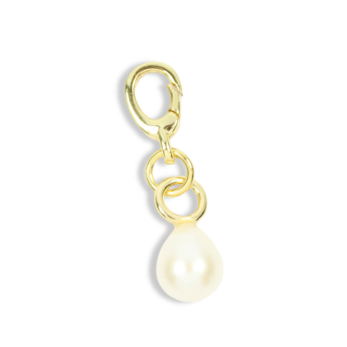 White pearl clasp charm with gold hardware