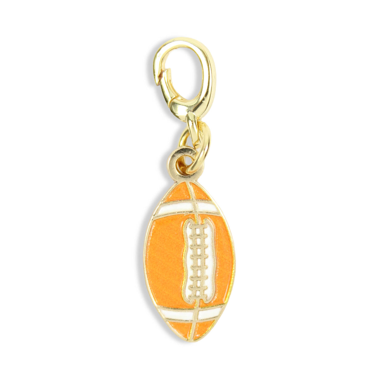 Tennessee orange football clasp charm with white and gold details